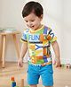 Babyhug Single Jersey Knit Half Sleeves T-Shirt & Shorts Set with Fun Text Print - Blue & Yellow