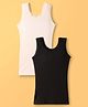 Kanvin Cotton Knit Sleeveless Solid Color Thermal Inner Wear Vest Pack of 2 - White & Black