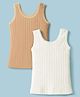 Kanvin Knit Sleeveless Solid Colour Thermal Vests Pack Of 2 - White & Tan
