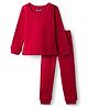 Pine Kids Cotton Knit Full Sleeves Solid Pullover Thermal Set - Red