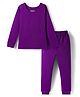 Pine Kids Knit Full Sleeves Solid Pullover Thermal Set - Imperial Purple