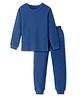 Pine Kids Cotton Knit Full Sleeves Solid Coloured Thermal Wear Set - Navy Blue