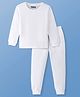 Pine Kids Cotton Knit Full Sleeves Solid Pullover Thermal Set - White