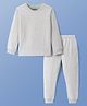 Pine Kids Cotton Knit Full Sleeves Solid Coloured Thermal Wear Set - Grey