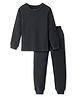 Pine Kids Cotton Knit Full Sleeves Solid Coloured Thermal Wear Set - Black