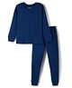 Pine Kids Cotton Knit Full Sleeves Solid Color Pullover Thermal Set - Navy Blue