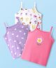 Babyhug 100% Cotton Singler Jersey Knit Antibacterial Slips with Butterfly & Floral Print Pack of 3 - Pink White & Lilac