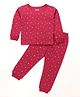 Pine Kids Cotton Knit Full Sleeves Thermal Vest & Pant Set with Horse Print - Red