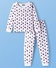 Pine Kids Full Sleeves Thermal Innerwear Set with Floral Print - White