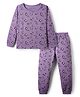 Pine Kids Cotton Knit Full Sleeves Thermal Vest & Pant Set with Leopard Print - Purple