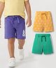 Babyhug Cotton Single Jersey Knit Shorts with Tropical Theme Print Pack of 3 - Yellow Mint & Purple