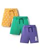 Babyhug Cotton Single Jersey Knit Shorts with Tropical Theme Print Pack of 3 - Yellow Mint & Purple