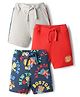 Babyhug Single Jersey Knit Shorts With Animal Print Pack Of 3 - Navy Blue & Red