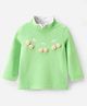 Mark & Mia Full Sleeves Winter High Neck T-Shirt with Floral Applique - Light Green