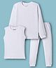 Pine Kids Knit Full Sleeves Solid Colour Thermal Inner Wear Set - White