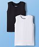 Pine Kids Knit Sleeveless Solid Colour Vests Pack Of 2 - White & Black