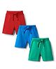 Babyhug Cotton Single Jersey Knit Shorts with Tractor Print Pack of 3 - Green Red & Blue
