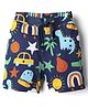 Babyhug Cotton Single Jersey Knit Shorts with Vehicle & Dino Print - Navy Blue