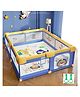 MONSTECH Baby Playpen 120x120cm for 0-5 Years, 2 Anti-Fall Rings, Safety Lock, Breathable Mesh, Kids Activity Center-Blue and Yellow