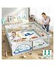 MONSTECH Baby Playpen 120x120cm for 0-5 Years, 2 Anti-Fall Rings, Safety Lock, Breathable Mesh, Kids Activity Center- Grey