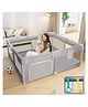 MONSTECH Baby Playpen 180x150cm for 0-5 Years, 2 Anti-Fall Rings, Play Balls, Safety Lock, Breathable Mesh, Kids Activity Center- dark grey