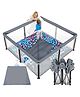 MONSTECH 120x120cm Foldable & Travel-Friendly Baby Playpen Portable Play Yard & Activity Center for Toddlers up to 5 Years Baby Fence for Indoor and Outdoor Use- Dark grey