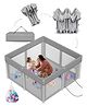 MONSTECH 120x120cm Foldable & Travel-Friendly Baby Playpen Portable Play Yard & Activity Center for Toddlers up to 5 Years Baby Fence for Indoor and Outdoor Use- Grey