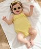 Babyhug 100% Cotton Knit Sleeveless Solid Color Onesie and Hairband with Frill Detailing - Yellow