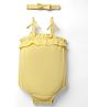 Babyhug 100% Cotton Knit Sleeveless Solid Color Onesie and Hairband with Frill Detailing - Yellow