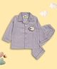 TIPPY TOP Pure Cotton Woven Full Sleeves Striped & Sheep Patch Detailed Coordinating Night Suit Set - Lavender