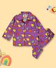 TIPPY TOP Pure Cotton Woven Full Sleeves Fruits Printed Coordinating Night Suit Set - Purple