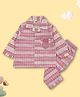 TIPPY TOP Pure Cotton Woven Full Sleeves Striped & Ice Cream Patch Detailed Coordinating Night Suit Set - Pink