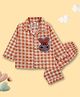 TIPPY TOP Pure Cotton Woven Full Sleeves Checked & Baby Bunny Patch Detailed Coordinating Night Suit Set - Orange