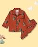 TIPPY TOP Pure Cotton Woven Full Sleeves Kangaroo Printed Coordinating Night Suit Set - Rust Orange