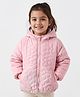 Bonfino Woven Full Sleeves Floral Quilted Puffer Hooded Jacket - Pink