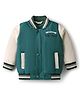Bonfino Woven Full Sleeves Padded Bomber Jackets With Cut & Sew Design & Text Print - Teal Blue & White