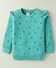 Tango Looper Knit Full Sleeves T-Shirt with Floral Print - Turquoise