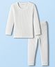 Kanvin Cotton Knit Full Sleeves Thermal Solid Colour Vest & Pant Set - White