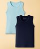 Kanvin Cotton Modal Knit Sleeveless Solid Color Thermal Inner Wear Vest Pack of 2 - Navy Blue & Aqua Blue