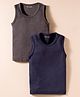 Kanvin Cotton Modal Knit Sleeveless Solid Color Thermal Inner Wear Vest Pack of 2 - Navy Blue & Charcoal Grey