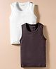 Kanvin Cotton Modal Knit Sleeveless Solid Color Thermal Inner Wear Vest Pack of 2 - White & Charcoal Grey