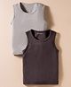 Kanvin Cotton Modal Knit Sleeveless Solid Color Thermal Inner Wear Vest Pack of 2 - Grey & Charcoal Grey
