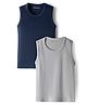 Kanvin Cotton Modal Knit Sleeveless Solid Color Thermal Vests Pack of 2 - Grey & Navy Blue