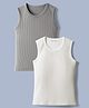 Kanvin Knit Sleeveless Solid Colour Thermal Vests Pack Of 2 - Grey & White