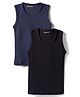 Kanvin Knit Sleeveless Solid Colour Thermal Vests Pack Of 2 - Navy Blue & Black