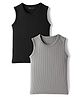 Kanvin Knit Sleeveless Solid Colour Thermal Vests Pack Of 2 - Black & Grey