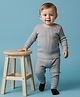 Kanvin Cotton Modal Knit Full Sleeves Solid Thermal Wear Pullover & Pant Set with Vest - Grey