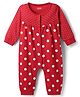 Babyhug 100% Cotton Knit Full Sleeves Front Open Romper with Polka Dots Print - Red