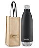 PEXPO Electro 1800 Hot & Cold ISI Certified with Jute Bag | Stainless Steel Water Bottle - 1750ml, Knight Black | Thermoflask | Office Bottle | Workout | Travelling