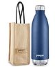 Pexpo Electro Pro 1800 Hot & Cold ISI Certified with Jute Bag | Stainless Steel Water Bottle - 1750ml, Denim Blue | Thermoflask | Office Bottle | Workout | Travelling | Home